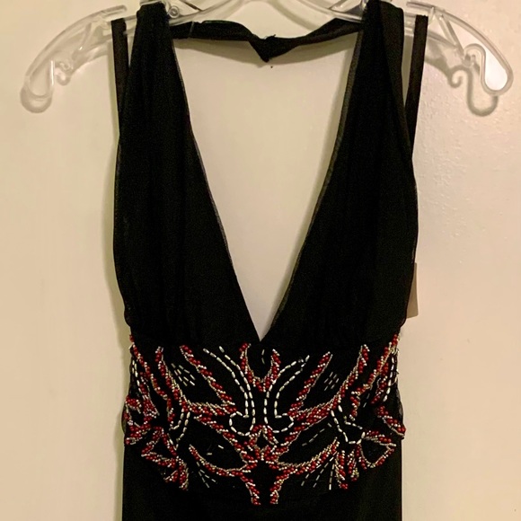 Little Black Cocktail Dress (red & silver beading) - Picture 1 of 3